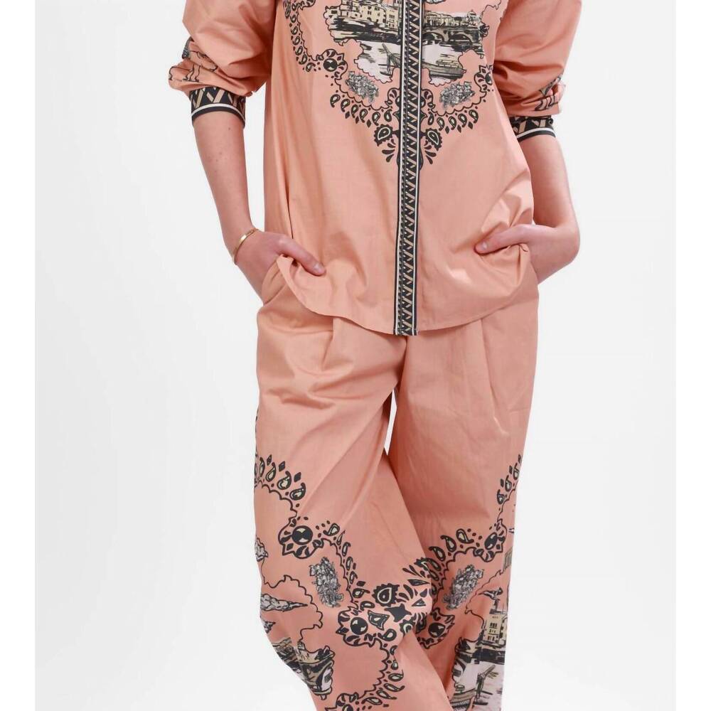NEW LAS SUREÑAS poplin long sleeve shirt in pink italian
